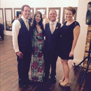 L’atiste gray green purple floral maxi dress beaded back